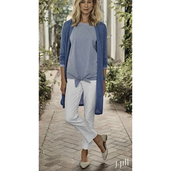 J Jill Womens Light & Long Linen Blend Open Front Cardigan - Blue, Size S - Picture 9 of 9